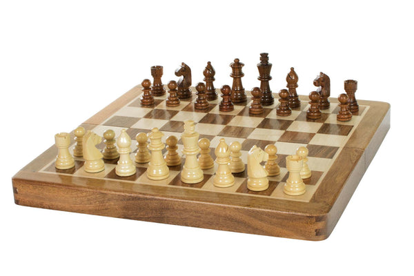 Magnetic Chess Set with Inlaid Chessboard