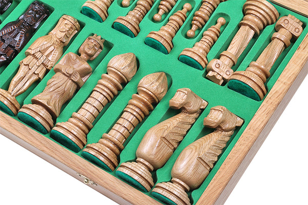 Oak Carved Chess Set