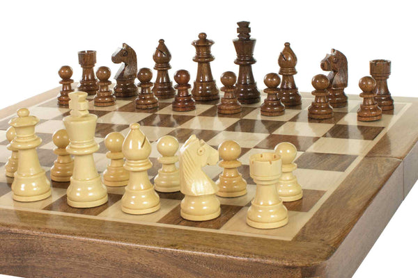 Magnetic Chess Set with Inlaid Chessboard