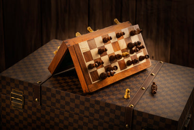 Magnetic Chess Set with Inlaid Chessboard