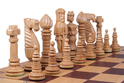 Oak Carved Chess Set