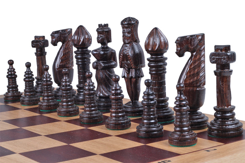 Oak Carved Chess Set