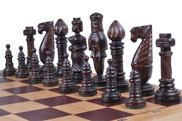 Oak Carved Chess Set
