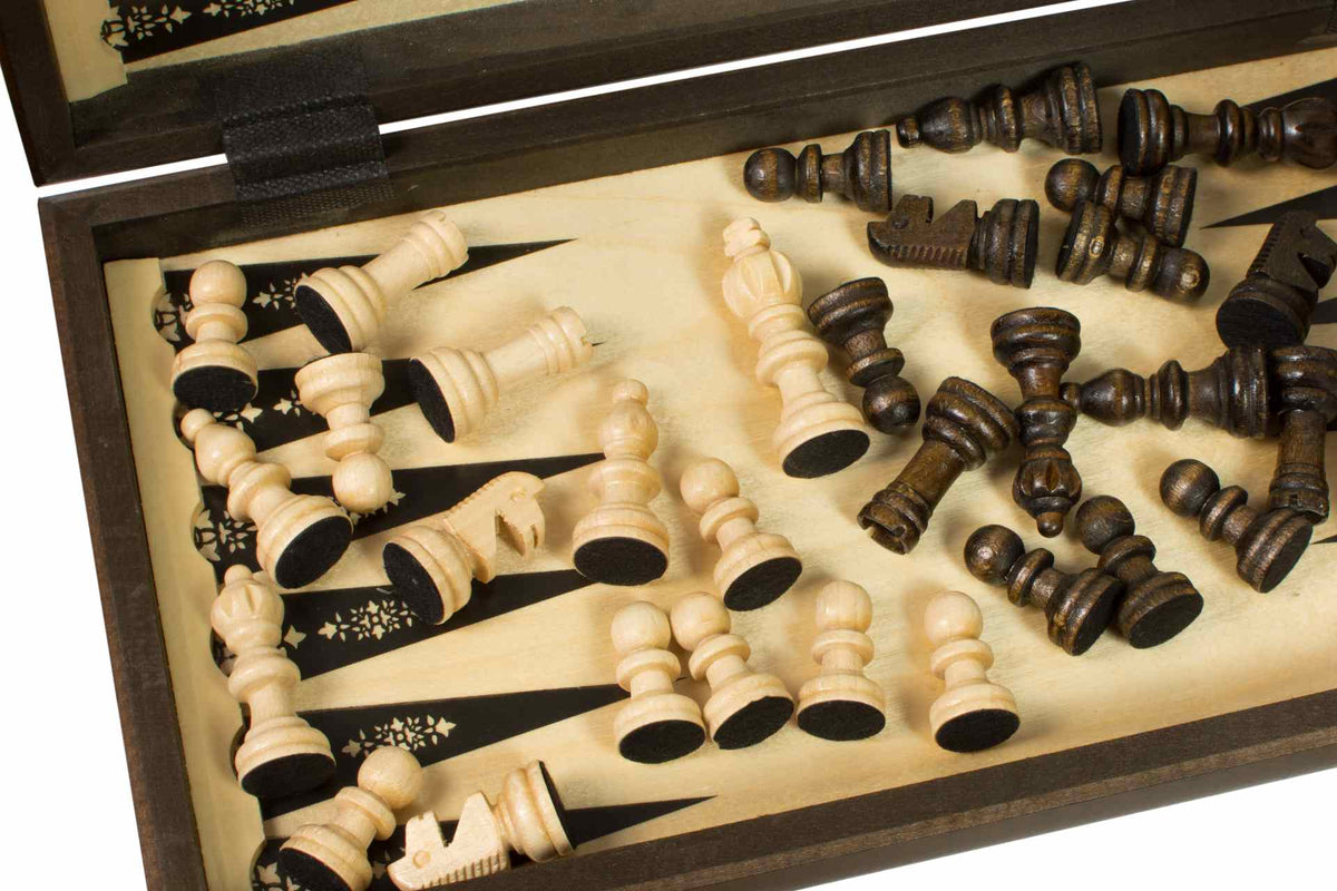 3-in-1 Wood Game Set – Chess, Checkers & Backgammon (40×40cm)