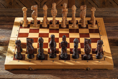 Oak Carved Chess Set