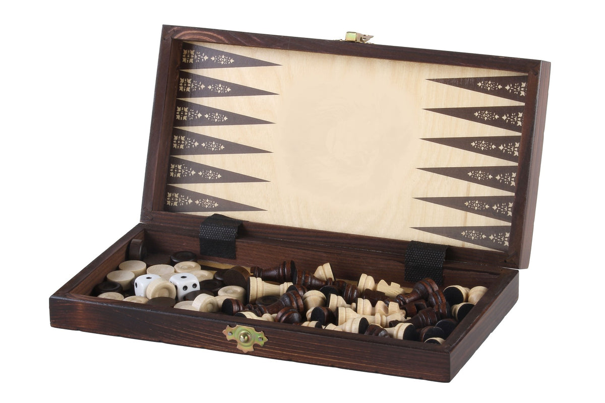 School Game Board – Chess, Checkers & Backgammon (28×28cm)
