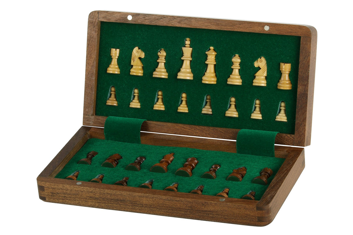 Magnetic Chess Set with Inlaid Chessboard