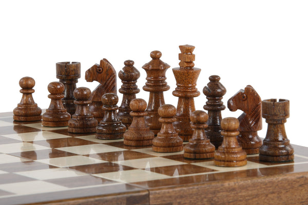 Magnetic Chess Set with Inlaid Chessboard