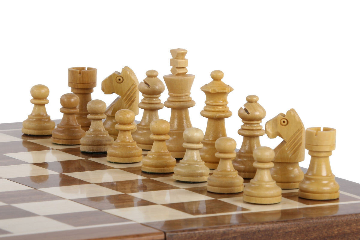 Magnetic Chess Set with Inlaid Chessboard
