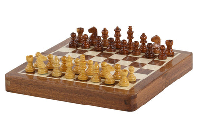 Magnetic Chess Set with Inlaid Chessboard